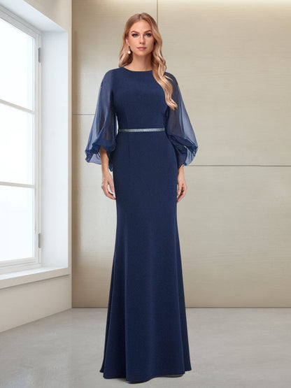 Robe de Mère de la Mariée En Forme de Trompette/Sirène Manches 3/4 Longueur Au Sol