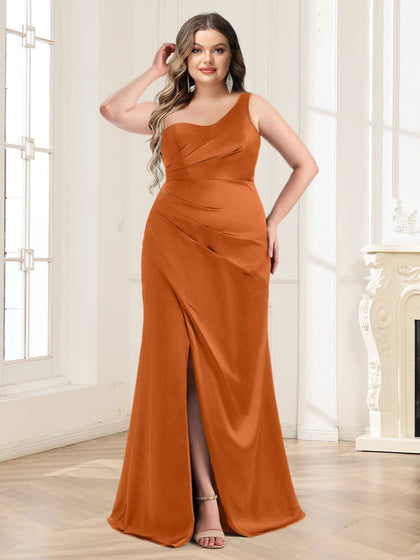 Robe de Demoiselle d'Honneur Grande Taille à Volants Asymétrique Style Trompette/Sirène Longueur Au Sol