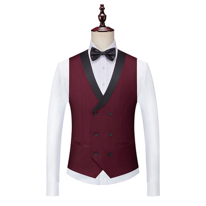 Costume de Mariage 3 Pièces pour Homme Coupe Ajustée Simple Boutonnage Couleur Unie