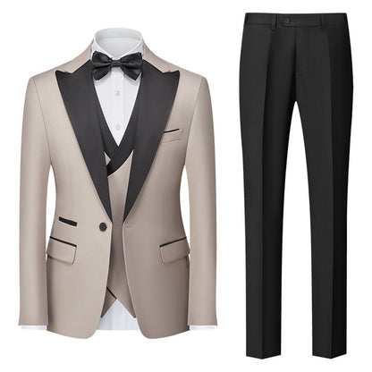 Costume de Mariage 3 Pièces pour Homme Coupe Ajustée Simple Boutonnage Couleur Unie