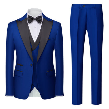 Costume de Mariage 3 Pièces pour Homme Coupe Ajustée Simple Boutonnage Couleur Unie