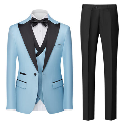 Costume de Mariage 3 Pièces pour Homme Coupe Ajustée Simple Boutonnage Couleur Unie