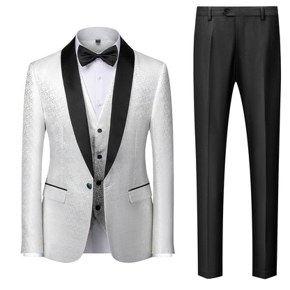 Costumes de Soirée de Bal pour Hommes Coupe Ajustée Simple Boutonnage Imprimés 3 Pièces