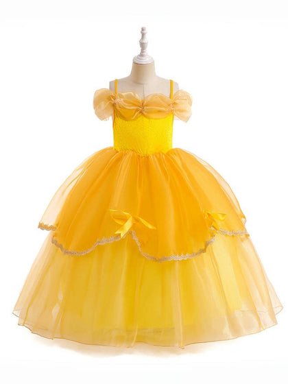 Robe Princesse Épaules Dénudées Volants Robe De Noël pour Filles