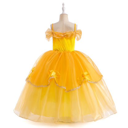 Robe Princesse Épaules Dénudées Volants Robe De Noël pour Filles