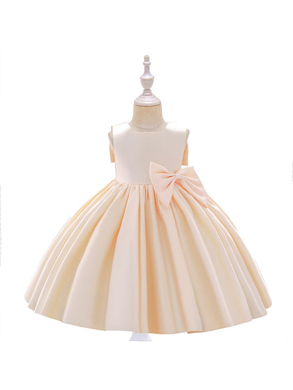 Robe Princesse Col Rond sans Manches pour Petite Fille d'Honneur avec Volants