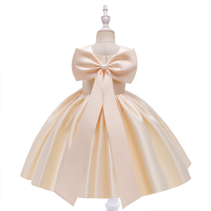 Robe Princesse Col Rond sans Manches pour Petite Fille d'Honneur avec Volants