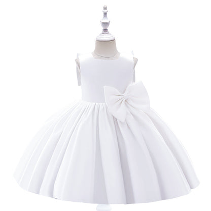 Robe Princesse Col Rond sans Manches pour Petite Fille d'Honneur avec Volants