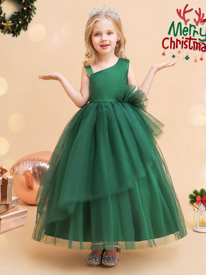 Robes de Noël Asymétriques Sans Manches de Coupe A-Line/Princess pour Filles