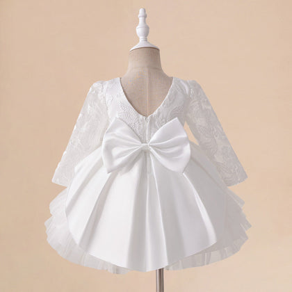 Robe de Bal à Manches Longues et Décolleté Plongeant avec Volants