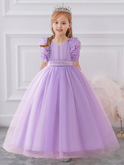 Robe de Bal à Col en V et Sans Manches Pour Demoiselled'Honneur avec Paillettes