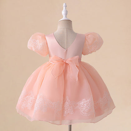 Robe de Bal à Manches Bouffantes et Dentelle Pour Demoiselled'Honneur