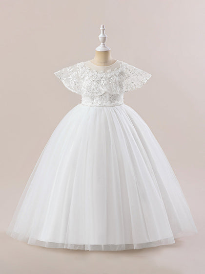 Robe de Bal à Encolure Dégagée Sans Manches et Perles Pour Demoiselled'Honneur