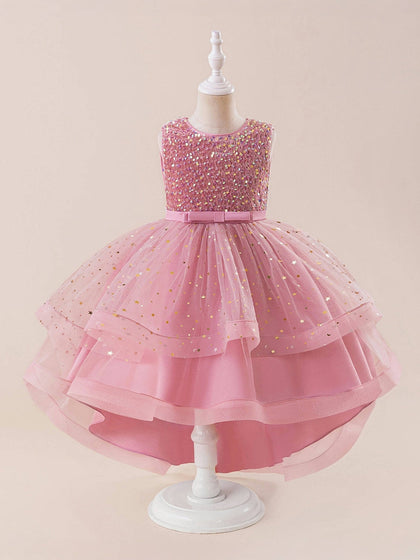 Robe de Bal à Encolure Dégagée Sans Manches et à Volants Pour Demoiselled'Honneur