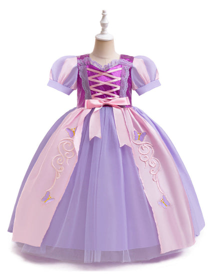 Robe de Bal à Manches Bouffantes et Appliques Pour Demoiselled'Honneur