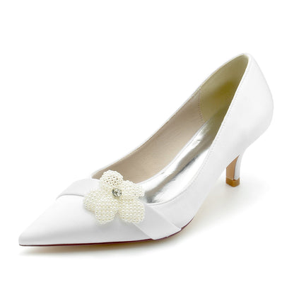 Chaussures de Mariage à Bout Fermé En Satin de Soie pour Femmes avec Talon Aiguille