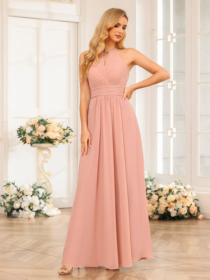 Forme Princesse Licou Longue Robes de soirée de mariage avec Côté fendu